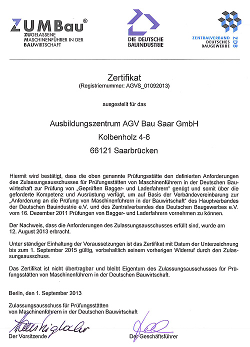 zert pruefstaette maschinenfuehrer 500